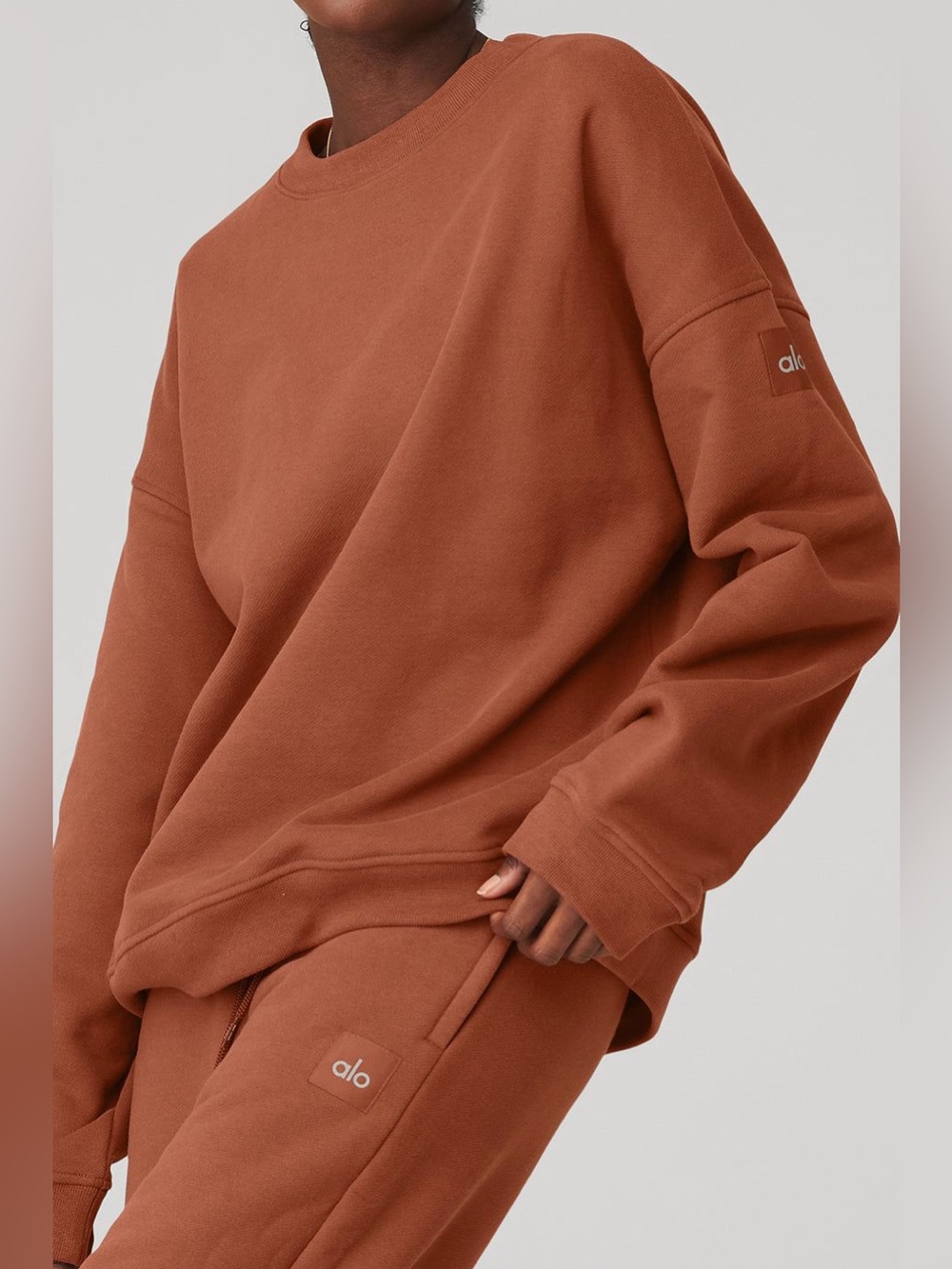 NWOT SIZE XS OVERSIZED ALO Yoga Men's Crewneck Sweater - Burnt Orange